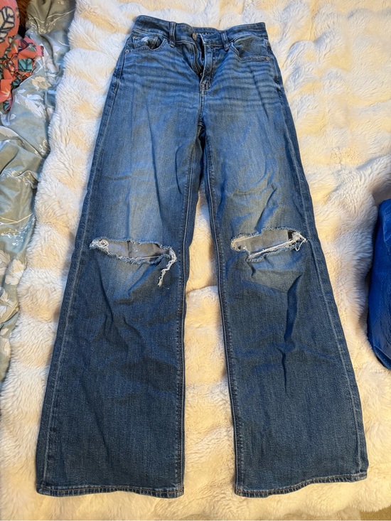 American Eagle Outfitters Denim - American Eagle Super High-Rise Baggy Wide Leg Distressed Jeans